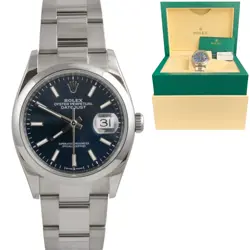 ROLEX DATEJUST 126200 36MM STAINLESS STEEL BLUE DIAL WATCH 2021 BOX + PAPERS