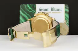 ROLEX 18kt Gold DAYTONA MOP Dial Custom Green Bezel Svc CARD 16518 SANT BLANC