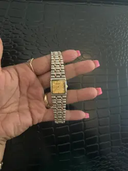 TWO TONE SQUARE/GOLD BEZEL QUARTZ SWISS ROLEX