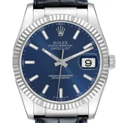 ROLEX DATEJUST 36 WHITE GOLD BLUE DIAL AUTOMATIC MENS WATCH 116139