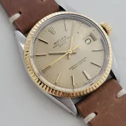 ROLEX OYSTER PERPETUAL DATE 1500 14K GOLD SS MENS 1960S 35MM AUTOMATIC RA168B