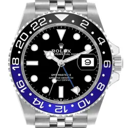 ROLEX GMT MASTER II BATGIRL BLACK BLUE BEZEL STEEL MENS WATCH 126710 BOX CARD