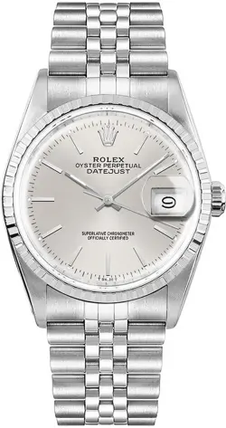 Rolex Datejust 16030 36mm Stainless Steel – Engine Turned Bezel – Silver Dial –