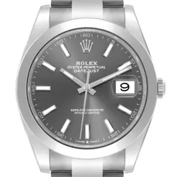 ROLEX DATEJUST 41 SLATE DIAL STEEL MENS WATCH 126300 BOX CARD