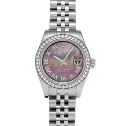 ROLEX DATEJUST 179384NG BLACK SHELL/DIAMOND WATCH 667834