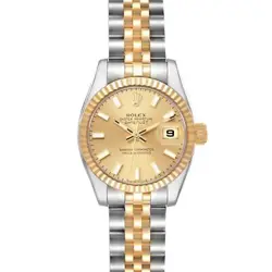 ROLEX DATEJUST STEEL YELLOW GOLD CHAMPAGNE DIAL LADIES WATCH 179173 BOX PAPERS
