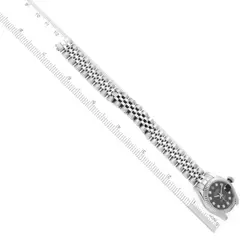 ROLEX DATEJUST STEEL WHITE GOLD BLACK DIAMOND DIAL LADIES WATCH 179174