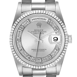 ROLEX PRESIDENT DAY-DATE WHITE GOLD MYRIAD DIAMOND DIAL MENS WATCH 18239
