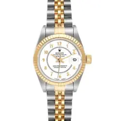 ROLEX DATEJUST WHITE ARABIC DIAL STEEL YELLOW GOLD LADIES WATCH 69173