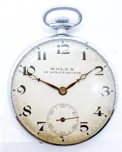 ROLEX 22 WORLD RECORDS 15 BLUE JEWELS 6 POSITIONS POCKET WATCH WORKING