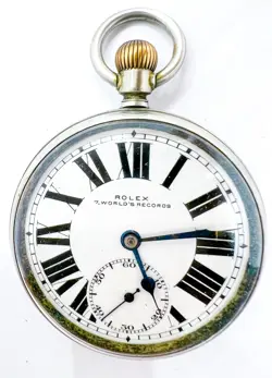 ROLEX 7 WORLD RECORDS 15 JEWELS 2 BACK CASES POCKET WATCH 44.5MM
