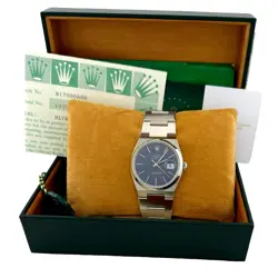 ROLEX OYSTERQUARTZ DATEJUST 17000 BLUE DIAL STEEL BOX PAPERS 2025 SERVICE CARD