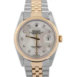 ROLEX DATEJUST 36MM MOP DIAMOND TWO-TONE 18K GOLD STEEL JUBILEE WATCH 16233