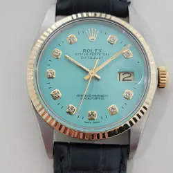 ROLEX 16013 DATEJUST 36MM 18K SS MENS CUSTOM DIAMOND DIAL AUTOMATIC 1980S RA557