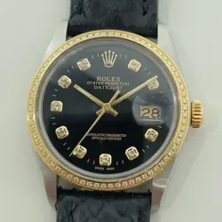 ROLEX OYSTER 16013 DATEJUST 36MM 18K SS MENS DIAMOND DIAL AUTOMATIC 1980S RA549