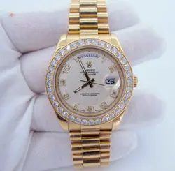 ROLEX 18K PRESIDENT DAY-DATE II #218238 4.25 CTS DIAMONDS WATCH WITH BOX ONLY