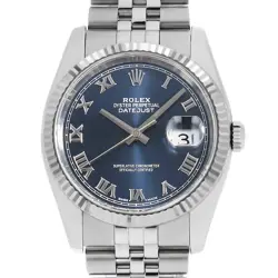ROLEX DATEJUST 116234 BLUE ROMAN 5 ROW JUBILEE BRACELET D NUMBER SECOND HAND...