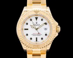 ROLEX 16628B YACHT MASTER 18K YELLOW GOLD WHITE DIAL