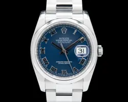 ROLEX 116200 DATEJUST 36 SS BLUE ROMAN DIAL FULL SET