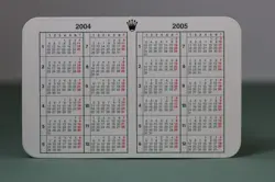 ROLEX - CALENDRIER VERT / GREEN CALENDAR - 2004-2005 - 10 X 6.5CM
