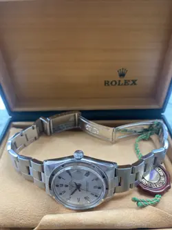 ROLEX DATE 15210 SILVER OYSTER BRACELET WITH SILVER BEZEL