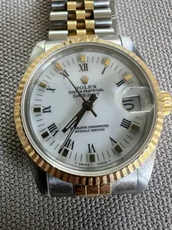 ROLEX DATEJUST MIDSIZE 68273 31MM WHITE DIAL 18K YELLOW GOLD STEEL BOX PAPER
