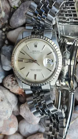 VINTAGE ROLEX DATEJUST 1603 SILVER DIAL MEN'S AUTOMATIC WATCH 1965