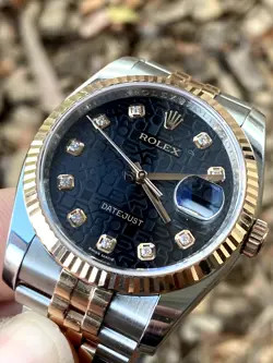 ROLEX 116233 DATEJUST 36 BLACK COMPUTER JUBILEE DIAMOND DIAL 18K YELLOW GOLD