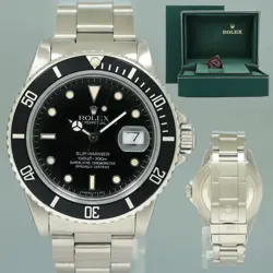 MINT Rolex Submariner Date 16800 Steel Black 40mm Oyster Watch Box