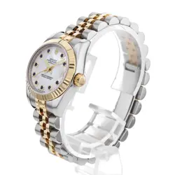 ROLEX DATEJUST 10P SAPPHIRE 179173NGS WHITE SHELL M 38848