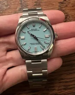 2023 ROLEX OYSTER PERPETUAL FACTORY TURQUOISE TIFFANY BLUE 36MM 126000 WATCH