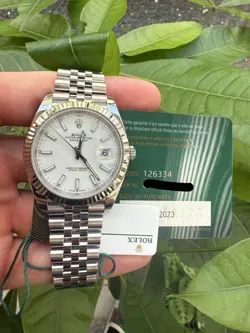 ROLEX DATEJUST 41 126334 WHITE STICK DIAL 18K GOLD STAINLESS STEEL BOX PAPERS