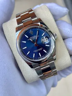 ROLEX DATEJUST 36 SUNBURST BLUE DIAL 36MM WATCH BOX & PAPERS 126200