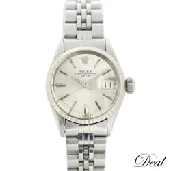ROLEX OYSTER PERPETUAL DATE 6517 SS WG ANTIQUE WOMEN WATCH