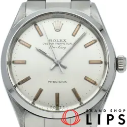 ROLEX AIR KING ANTIQUE AIR KING 5500(2) SS MEN WATCH SILVER FINISHED 1967 USED