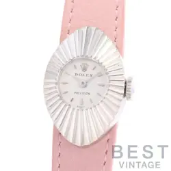 ROLEX CHAMELEON ALMOND 2000 WOMEN SILVER K18 WHITE GOLD WATCH K18WG VINTAGE US