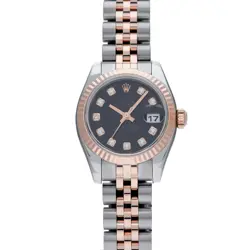 USED ROLEX DATEJUST 179171G BLACK CASE SIZE 26×26MM LADIES WATCH #63159