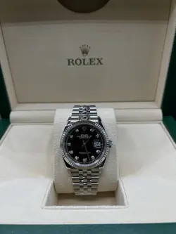 ROLEX DATEJUST 36MM FLUTED JUBILEE FACTORY BLACK DIAMOND DIAL