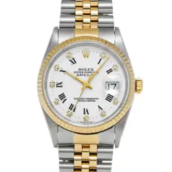 USED ROLEX DATEJUST 16233G WHITE CASE SIZE 36×36MM MEN'S WATCH #62559