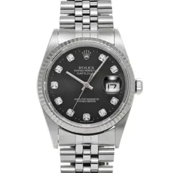USED ROLEX DATEJUST 16234G BLACK CASE SIZE 36×36MM MEN'S WATCH #63239