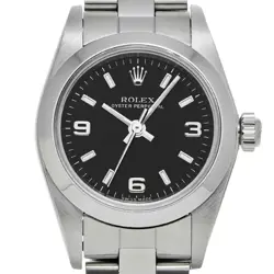 USED ROLEX Oyster Perpetual 76080 Black Case Size 24×24mm Ladies Watch #6199