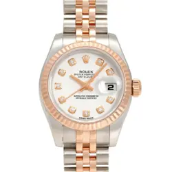 USED ROLEX 179171G WHITE LADIES WATCH #64159