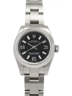 USED ROLEX OYSTER PERPETUAL 176200 BLACK CASE SIZE 26MM LADIES WATCH #61189