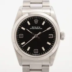 ROLEX OYSTER PERPETUAL 77080 SS SS AT BLACK DIAL 1 EXTRA LINK