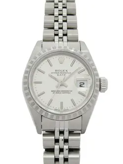 USED ROLEX OYSTER PERPETUAL DATE 79240 SILVER LADIES WATCH #6139