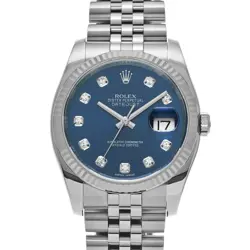 ROLEX 6/11  DATEJUST 116234G RANDOM SERIAL BLUE/DIAMOND WATCH WRISTWATCH R45_060