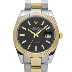ROLEX 6/11  DATEJUST 41 126333 RANDOM SERIAL BRIGHT BLACK WRISTWATCH R45_0609