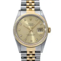 ROLEX  DATEJUST 16233G E NUMBER 1991 MANUFACTURED CHAMPAGNE/DIAMOND WATCH WRISTW