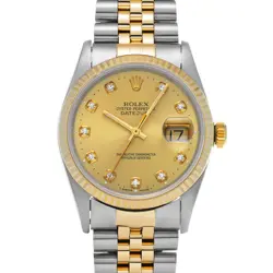 ROLEX 6/11  DATEJUST 16233G W NUMBER 1995 MANUFACTURING CHAMPAGNE/DIAMOND WATCH