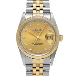 ROLEX 6/11  DATEJUST 16233G X NUMBER 1992 MANUFACTURED CHAMPAGNE/DIAMOND WATCH W